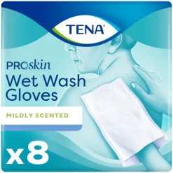 TENA 3x Proskin Wet Wash Gloves Mild Geparfumeerd 8 stuks