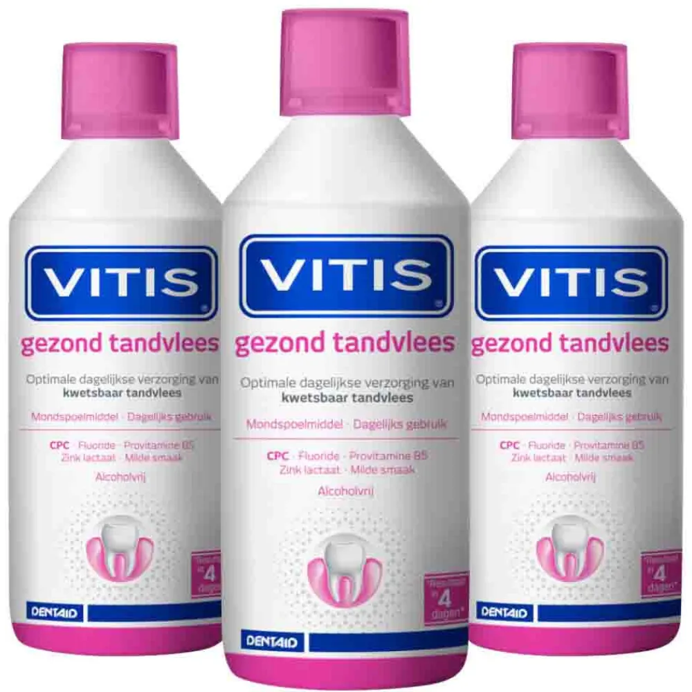 Vitis 3x Mondwater Gezond Tandvlees 500 ml